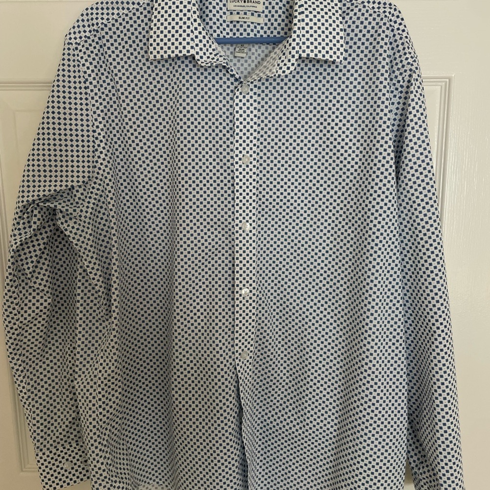 Lucky Brand Navy and White Geometric Shirt